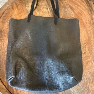 Madewell Womens Textured Shopper Tote Bag Shoulder Straps Pebble Leather Black